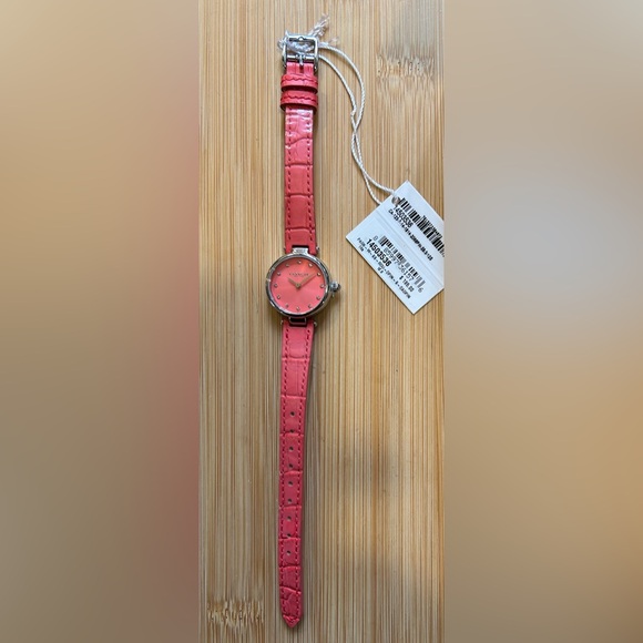Coach Park Watch With 26mm Dark Pink Face & Dark Pink Leather Band